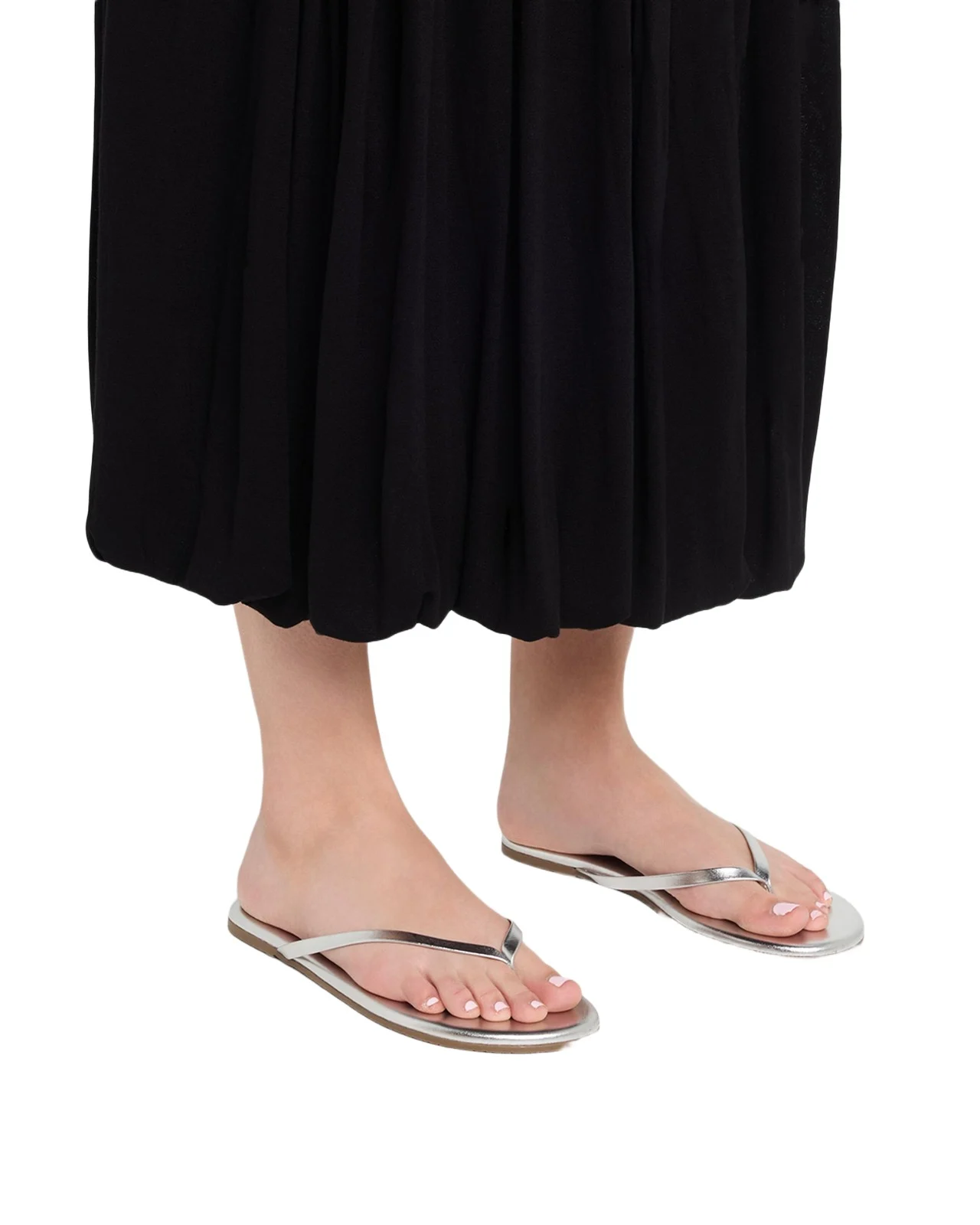 Lily Metallic Leather Flat Thong Sandals