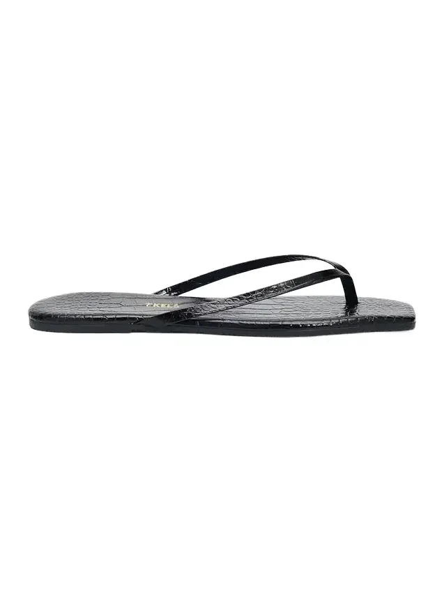 TKEES Lily Leather Square-Toe Thong Sandals