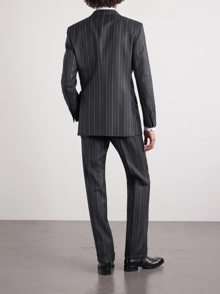 Tom Ford Atticus Slim-Fit Double-Breasted Striped Wool-Twill Suit Jacket - Men | Thumbnail 4 Tom Ford Atticus Slim-Fit Double-Breasted Striped Wool-Twill Suit Jacket - Men | Thumbnail 4