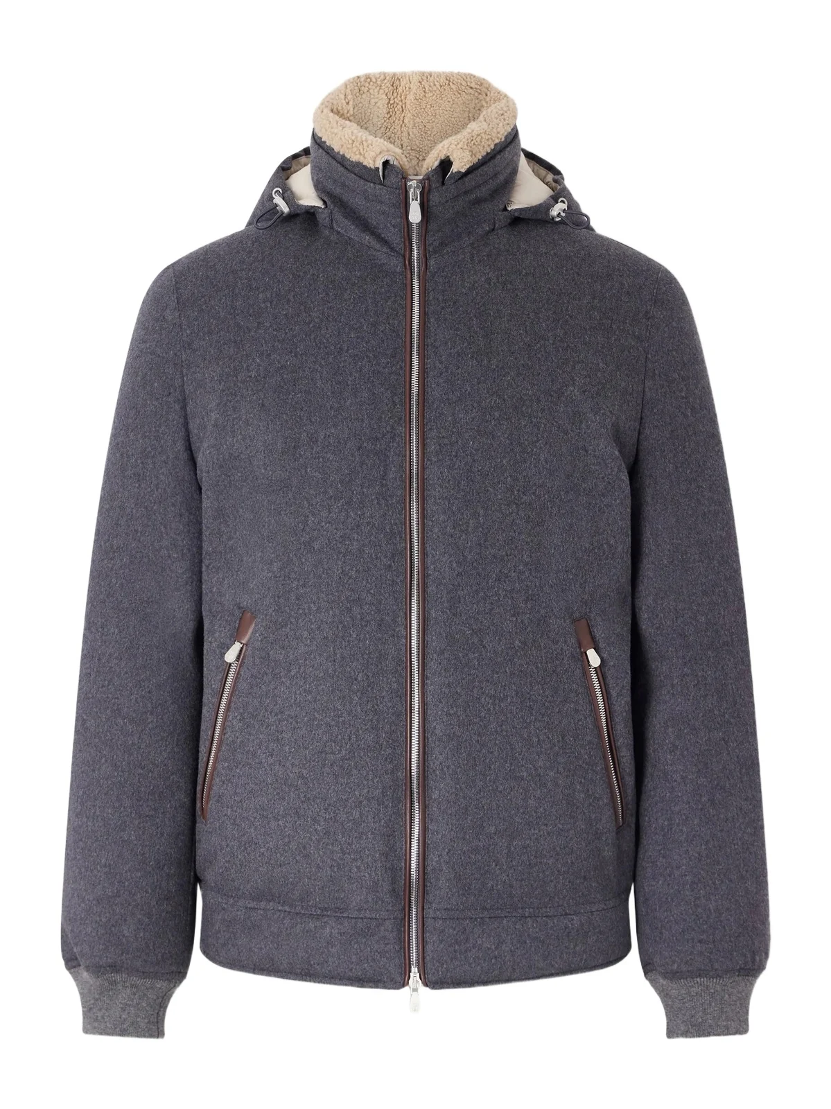 Shearling-Trimmed Wool Hooded Down Jacket - Men
