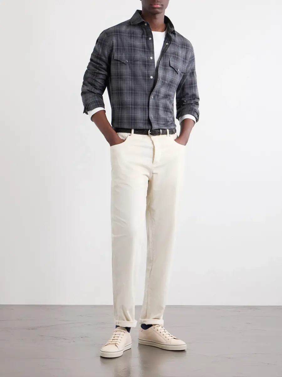 Brunello Cucinelli Checked Cotton-Flannel Shirt - Men | Thumbnail 2