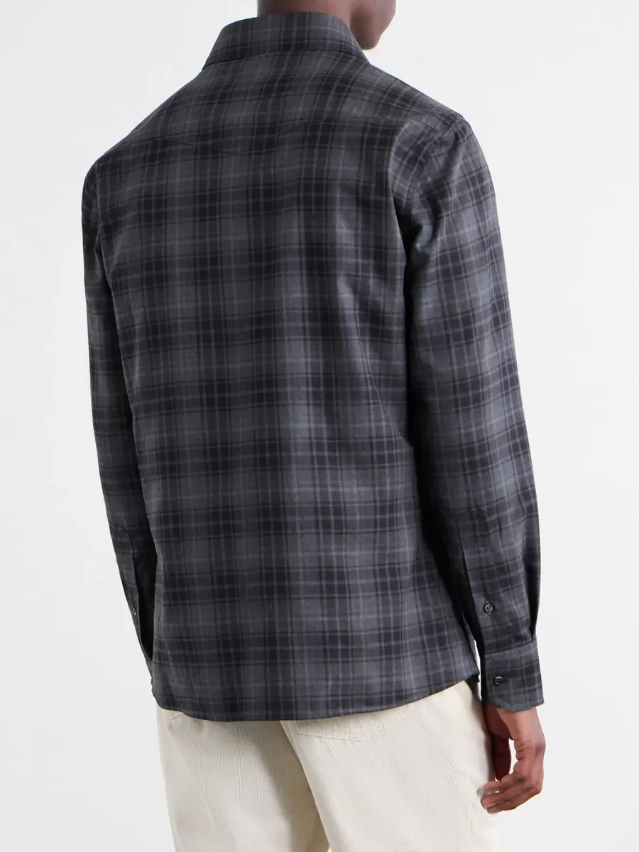 Brunello Cucinelli Checked Cotton-Flannel Shirt - Men | Thumbnail 4