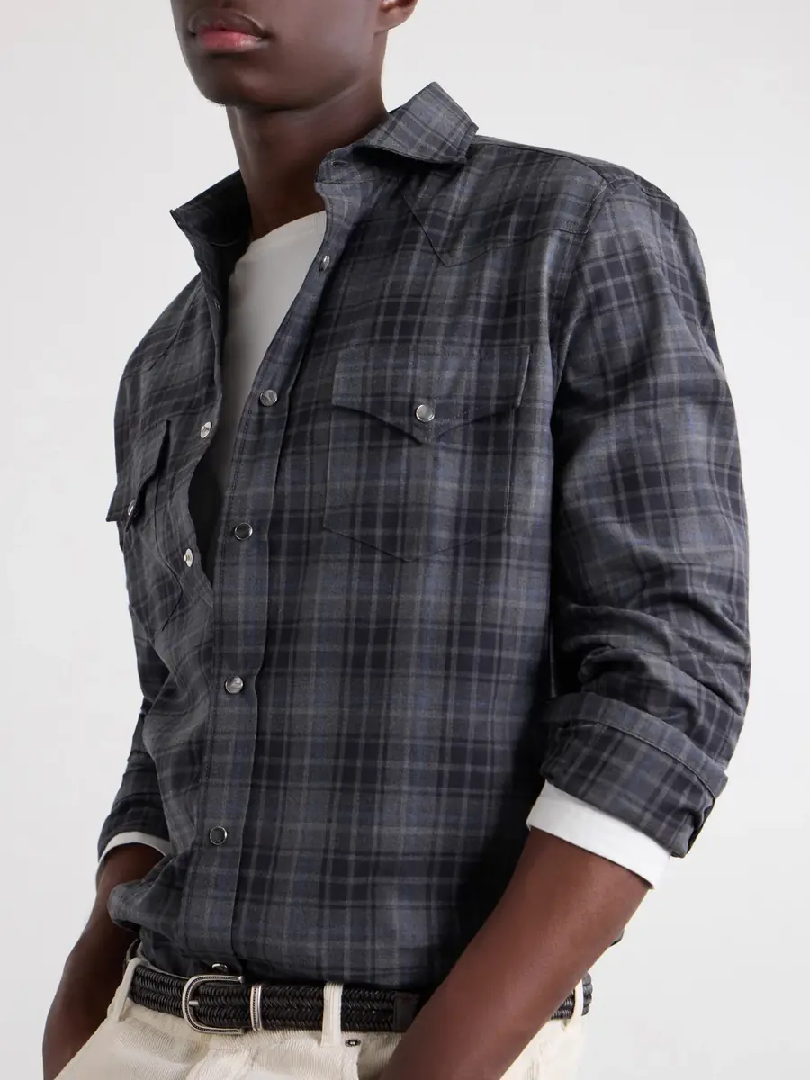 Brunello Cucinelli Checked Cotton-Flannel Shirt - Men | Thumbnail 5