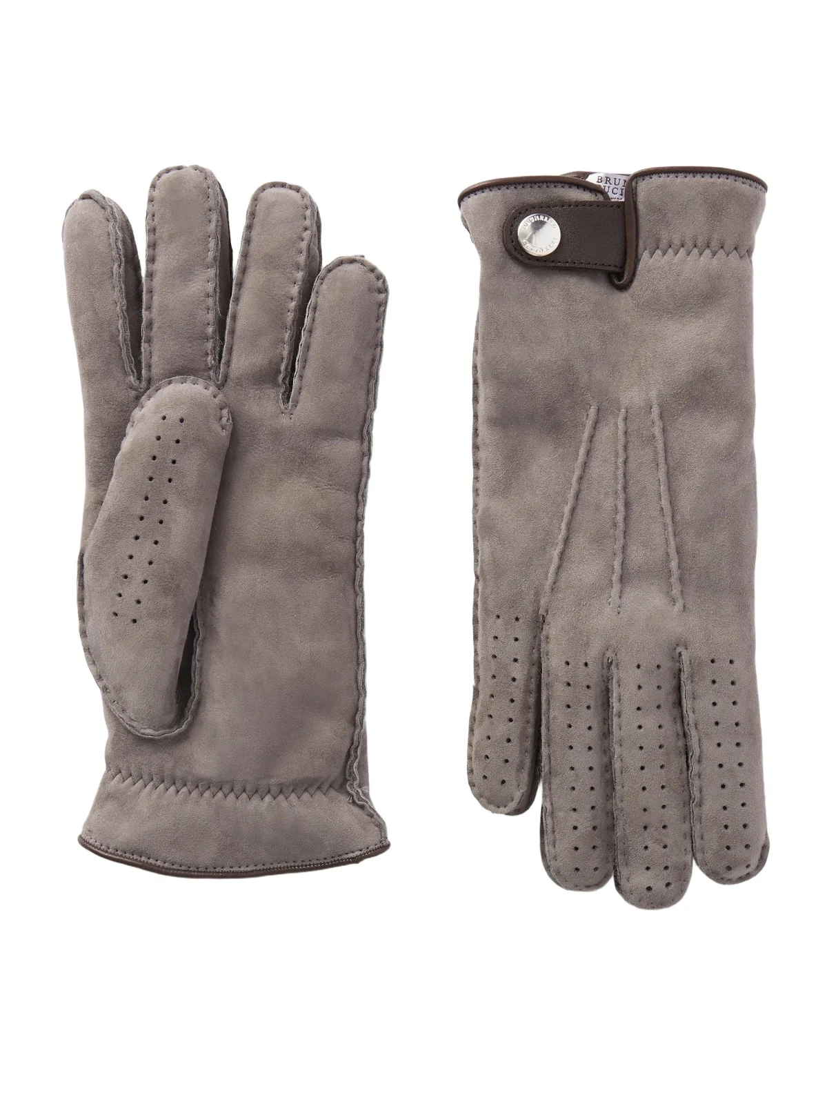 Brunello Cucinelli Leather-Trimmed Suede Gloves - Men