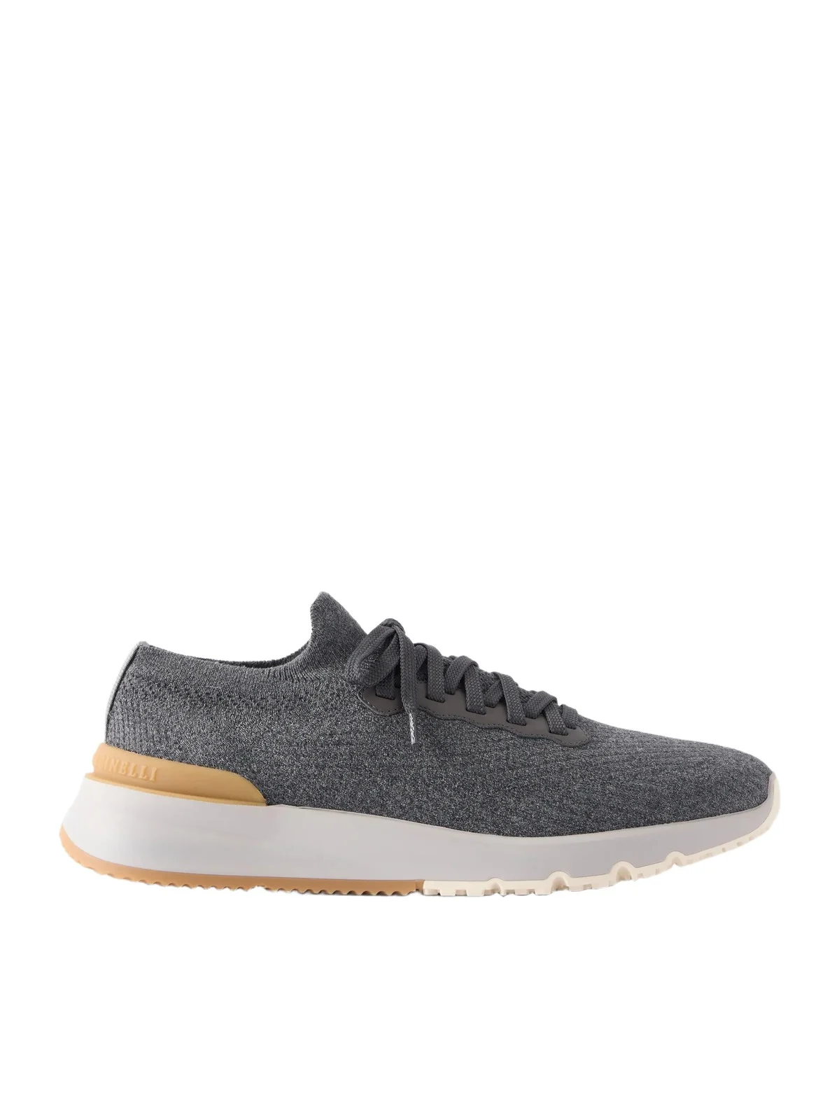 Leather-Trimmed Stretch-Knit Sneakers - Men Leather-Trimmed Stretch-Knit Sneakers - Men