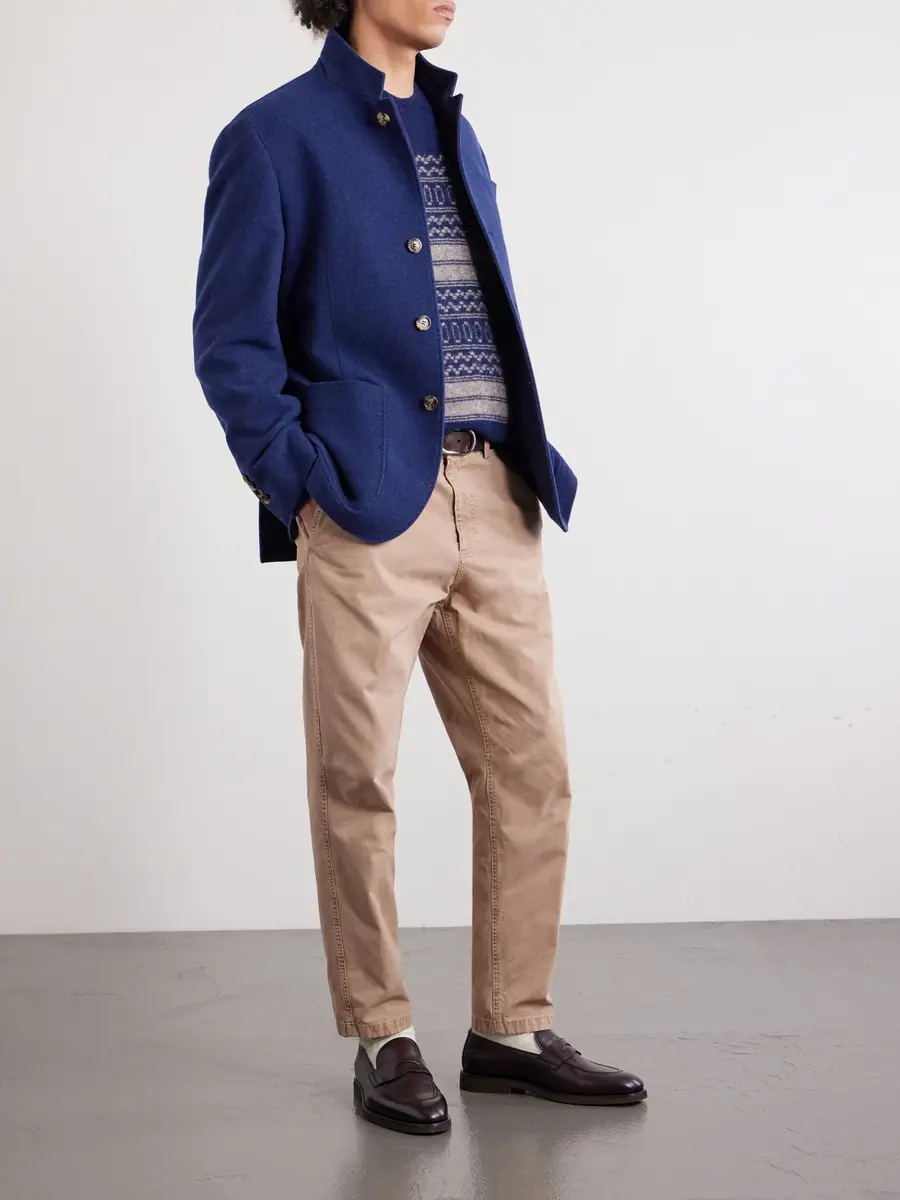 Brunello Cucinelli Unstructured Brushed-Cashmere Blazer - Men | Thumbnail 2