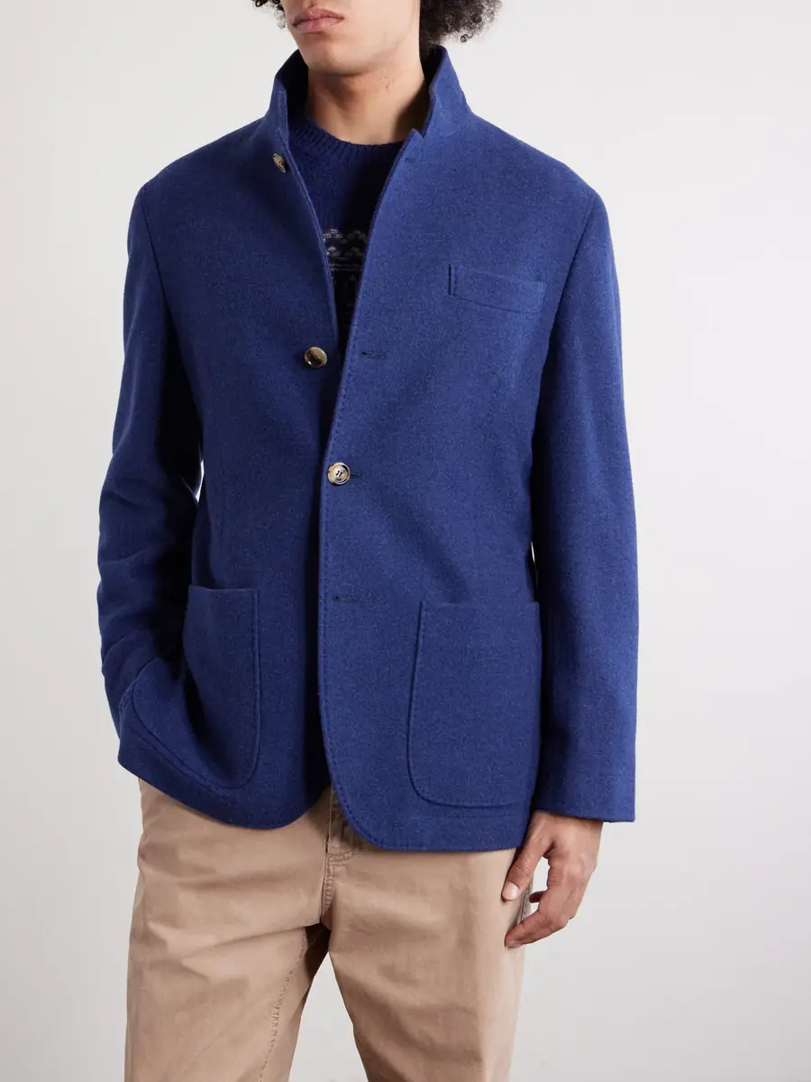 Brunello Cucinelli Unstructured Brushed-Cashmere Blazer - Men | Thumbnail 3