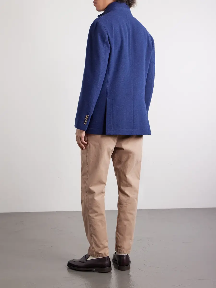 Brunello Cucinelli Unstructured Brushed-Cashmere Blazer - Men | Thumbnail 4