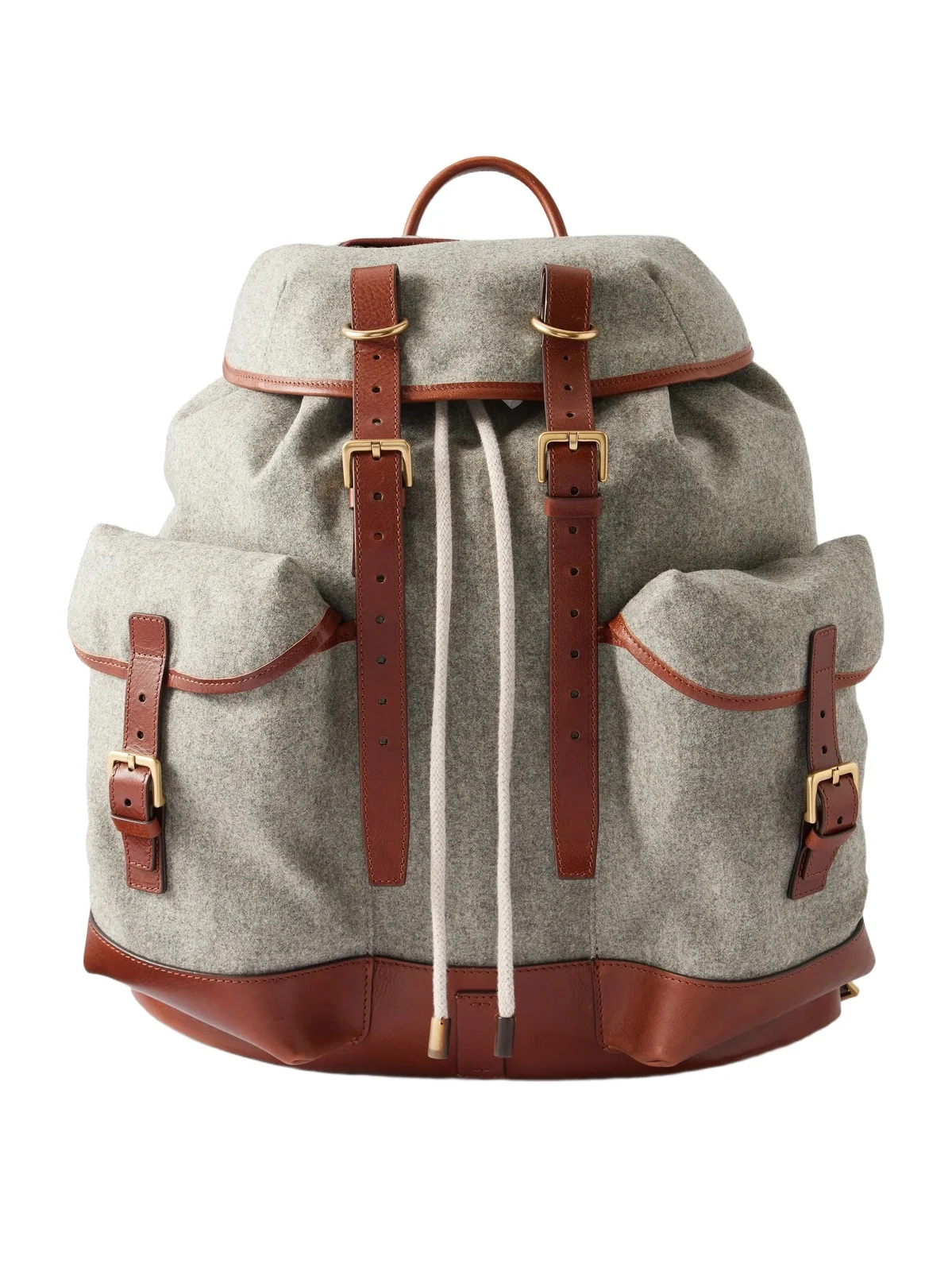 Brunello Cucinelli Leather-Trimmed Flannel Backpack - Men