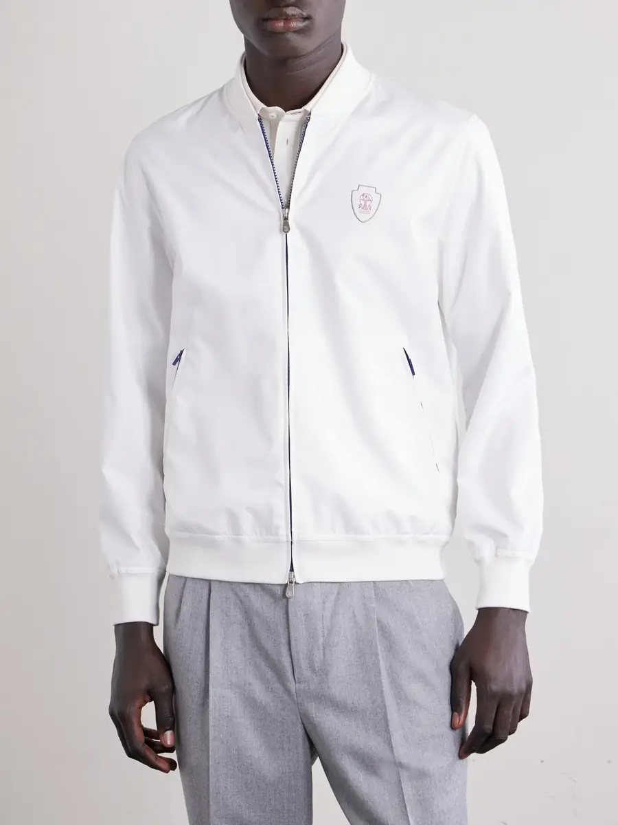 Brunello Cucinelli Logo-Appliquéd Shell Bomber Jacket - Men | Thumbnail 3 Brunello Cucinelli Logo-Appliquéd Shell Bomber Jacket - Men | Thumbnail 3
