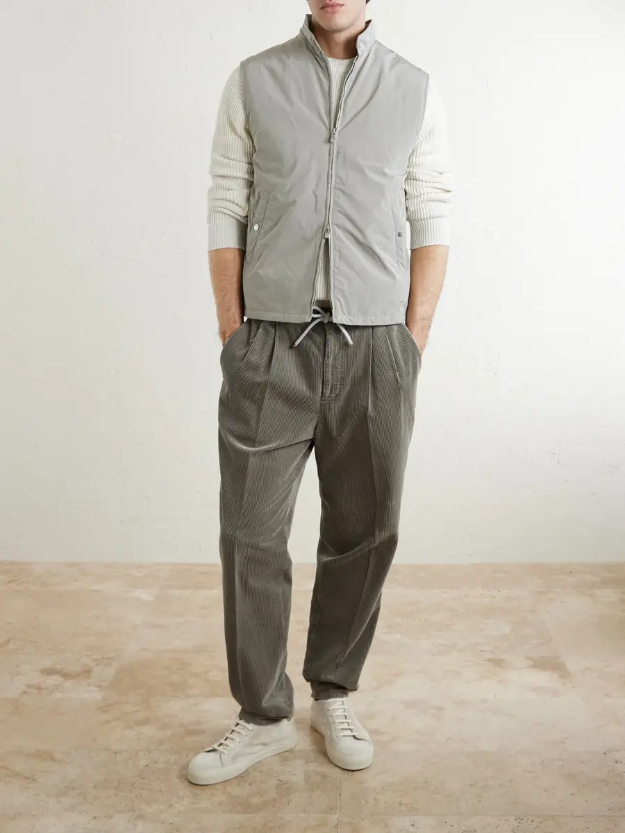 Brunello Cucinelli Straight-Leg Cotton-Corduroy Drawstring Trousers - Men | Thumbnail 2