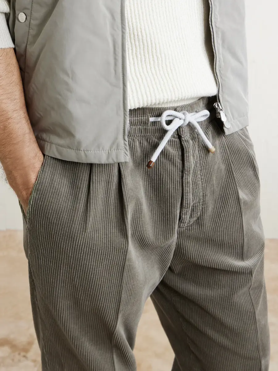 Brunello Cucinelli Straight-Leg Cotton-Corduroy Drawstring Trousers - Men | Thumbnail 5