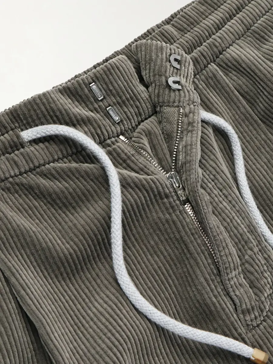 Brunello Cucinelli Straight-Leg Cotton-Corduroy Drawstring Trousers - Men | Thumbnail 6