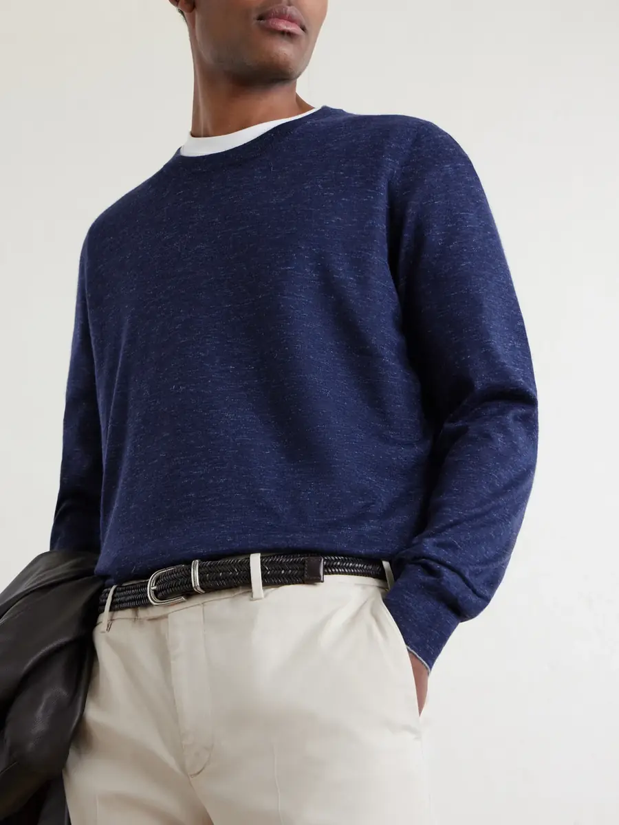 Brunello Cucinelli Cashmere, Silk and Linen-Blend Sweater - Men | Thumbnail 5 Brunello Cucinelli Cashmere, Silk and Linen-Blend Sweater - Men | Thumbnail 5