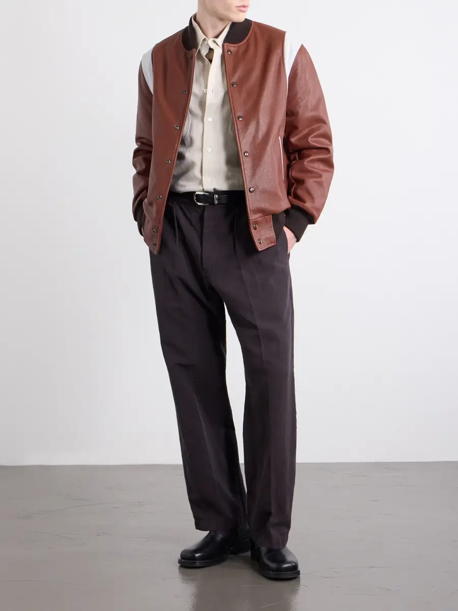 Golden Bear Perforated Fabric Trimmed Leather Jacket - Men | Thumbnail 2 Golden Bear Perforated Fabric Trimmed Leather Jacket - Men | Thumbnail 2