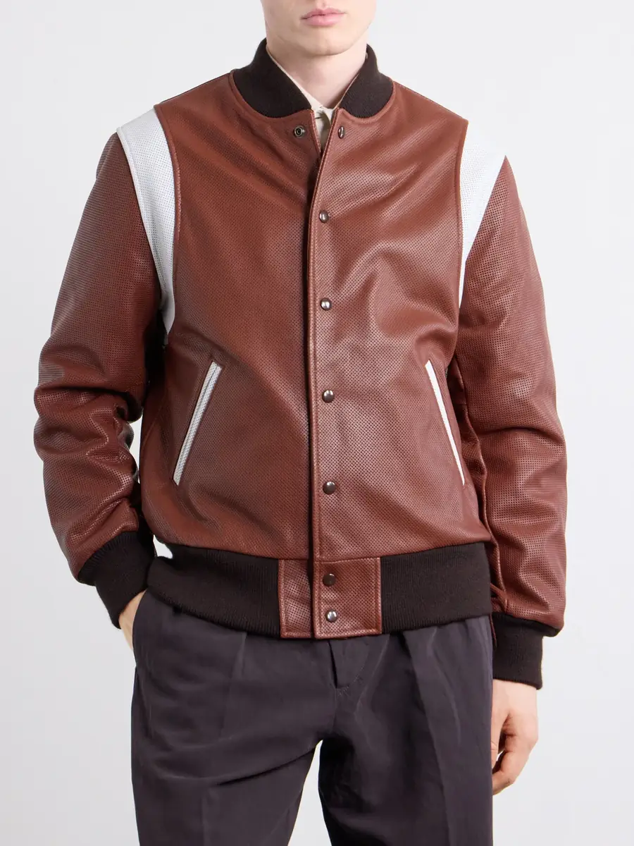 Golden Bear Perforated Fabric Trimmed Leather Jacket - Men | Thumbnail 3 Golden Bear Perforated Fabric Trimmed Leather Jacket - Men | Thumbnail 3