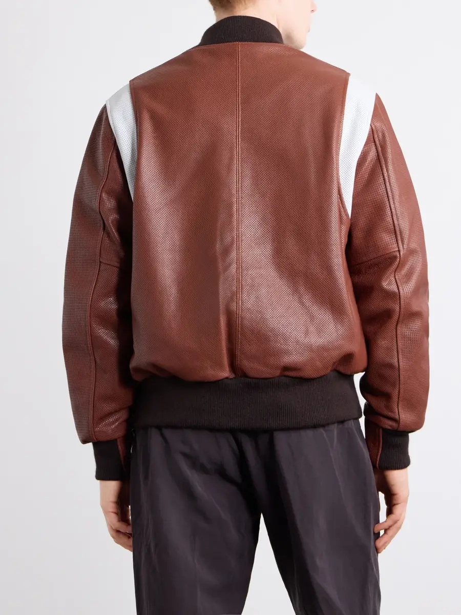 Golden Bear Perforated Fabric Trimmed Leather Jacket - Men | Thumbnail 4 Golden Bear Perforated Fabric Trimmed Leather Jacket - Men | Thumbnail 4
