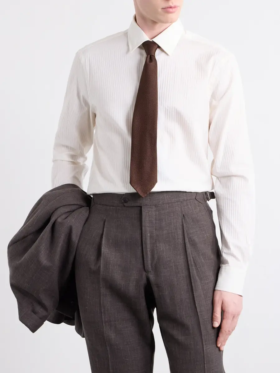 Paul Smith Classic-Collar Striped Cotton and Silk-Blend Shirt - Men | Thumbnail 3 Paul Smith Classic-Collar Striped Cotton and Silk-Blend Shirt - Men | Thumbnail 3