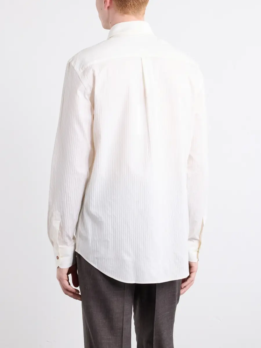 Paul Smith Classic-Collar Striped Cotton and Silk-Blend Shirt - Men | Thumbnail 4 Paul Smith Classic-Collar Striped Cotton and Silk-Blend Shirt - Men | Thumbnail 4