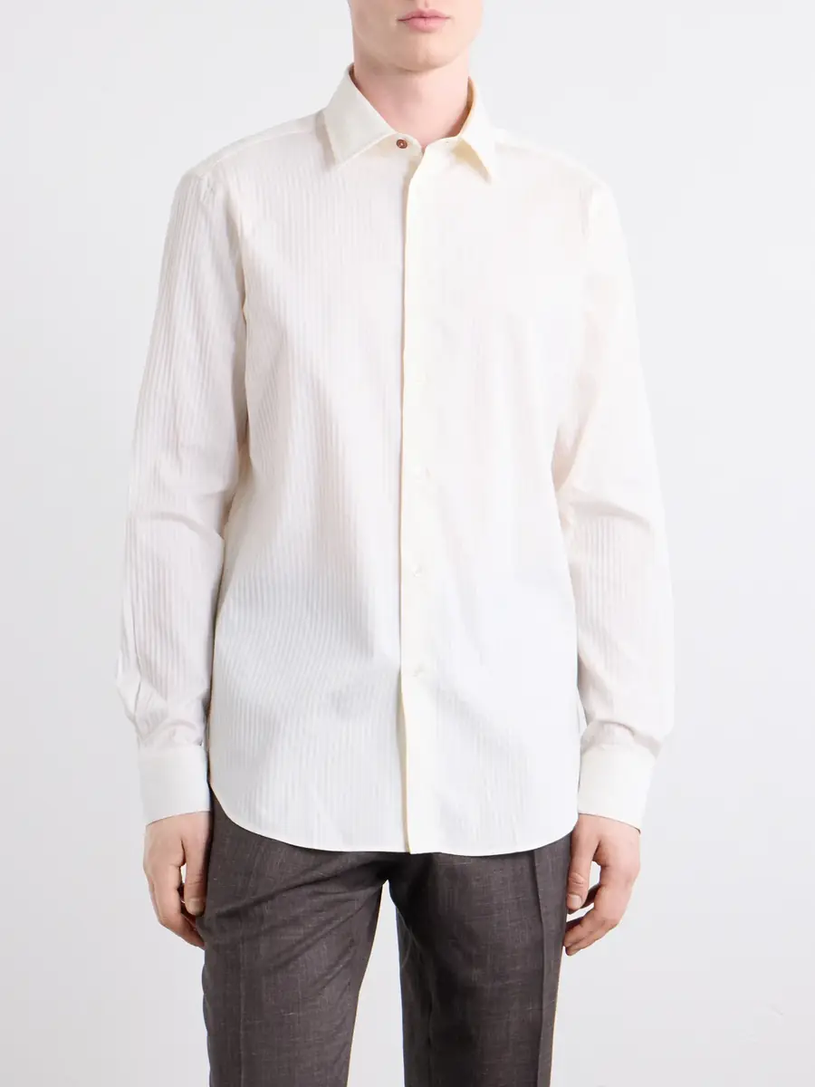 Paul Smith Classic-Collar Striped Cotton and Silk-Blend Shirt - Men | Thumbnail 5 Paul Smith Classic-Collar Striped Cotton and Silk-Blend Shirt - Men | Thumbnail 5