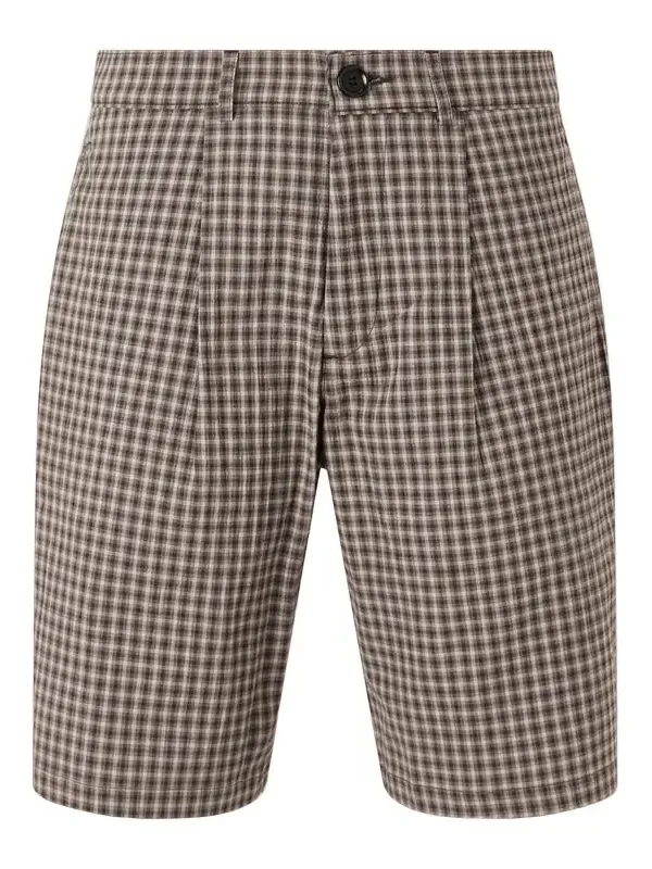 Oliver Spencer Leaman Straight-Leg Pleated Checked Cotton-Blend Shorts - Men