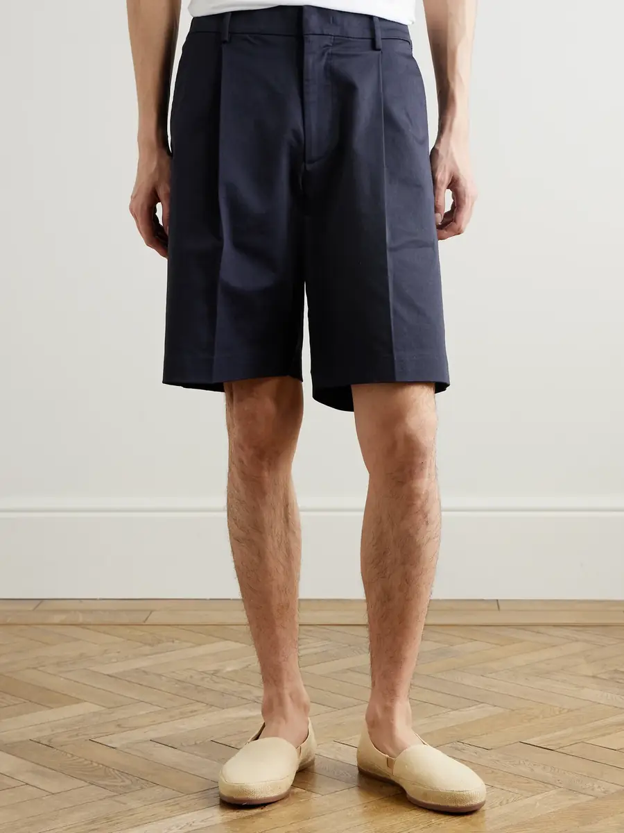 NN07 Kay 1420 Straight-Leg Pleated Stretch Organic Cotton Shorts - Men | Thumbnail 3
