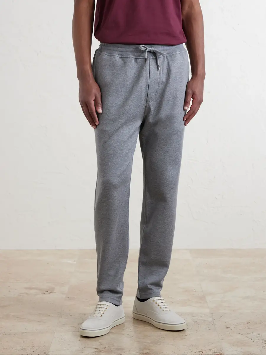 Brunello Cucinelli Tapered Cotton, Cashmere and Silk-Blend Jersey Sweatpants - Men | Thumbnail 3