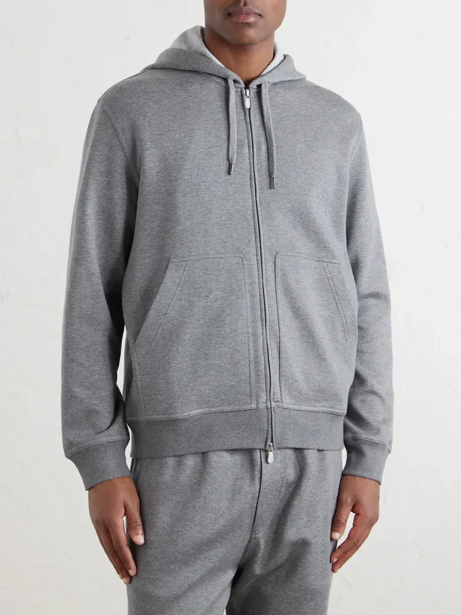 Brunello Cucinelli Cotton-Blend Jersey Zip-Up Hoodie - Men | Thumbnail 3 Brunello Cucinelli Cotton-Blend Jersey Zip-Up Hoodie - Men | Thumbnail 3