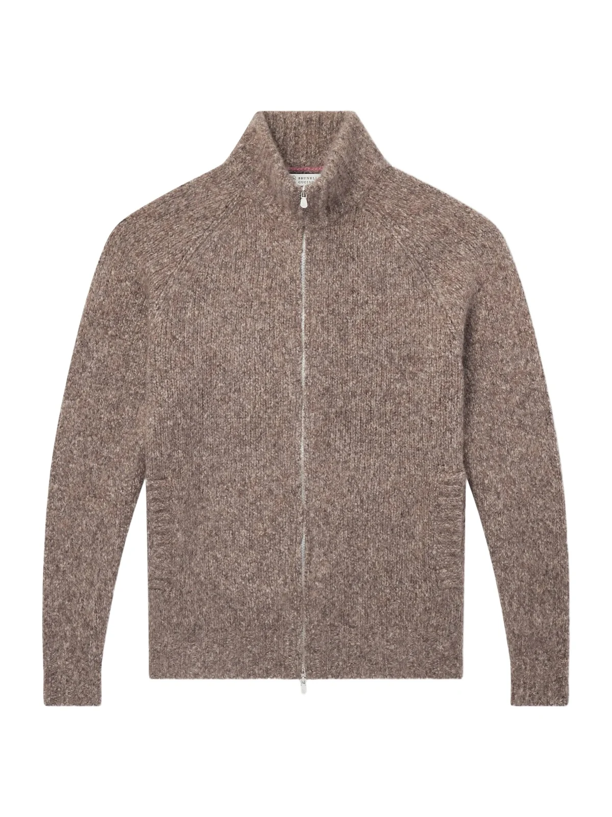 Brunello Cucinelli Brushed Cashmere and Silk-Blend Zipped Sweater - Men