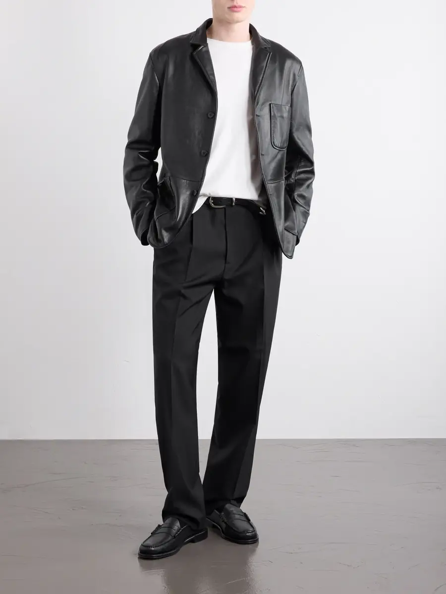 Golden Bear Notched Lapel Leather Blazer - Men | Thumbnail 2 Golden Bear Notched Lapel Leather Blazer - Men | Thumbnail 2