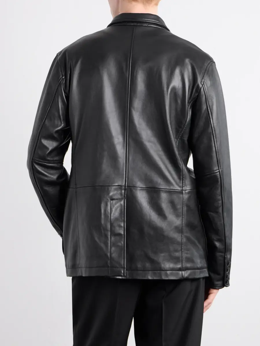 Golden Bear Notched Lapel Leather Blazer - Men | Thumbnail 4 Golden Bear Notched Lapel Leather Blazer - Men | Thumbnail 4