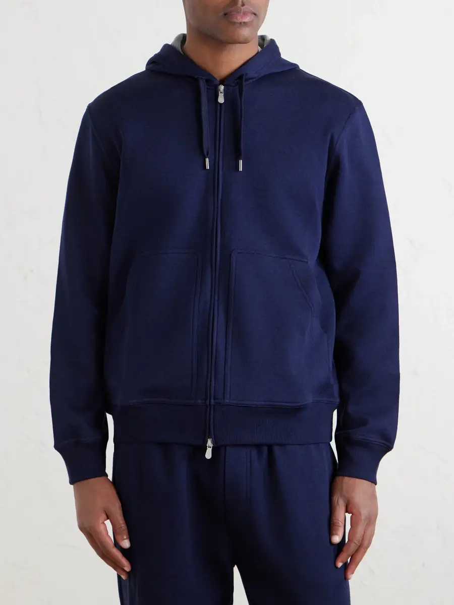 Brunello Cucinelli Cotton-Blend Zip-Up Hoodie - Men | Thumbnail 3