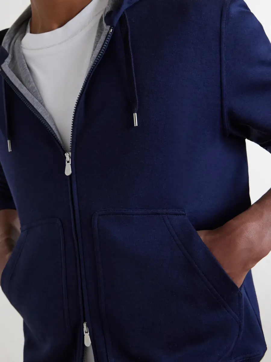 Brunello Cucinelli Cotton-Blend Zip-Up Hoodie - Men | Thumbnail 5