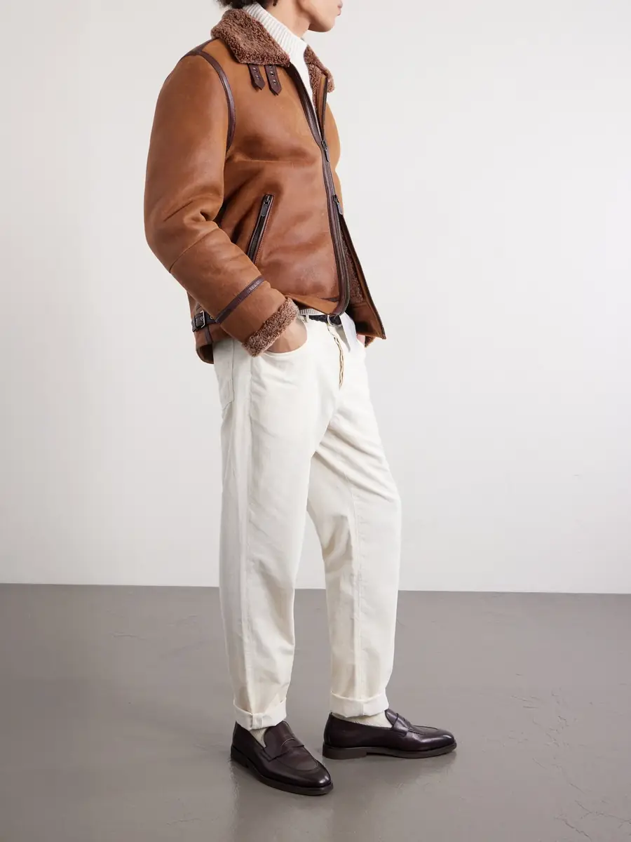 Brunello Cucinelli Leather and Shearling Jacket - Men | Thumbnail 2 Brunello Cucinelli Leather and Shearling Jacket - Men | Thumbnail 2