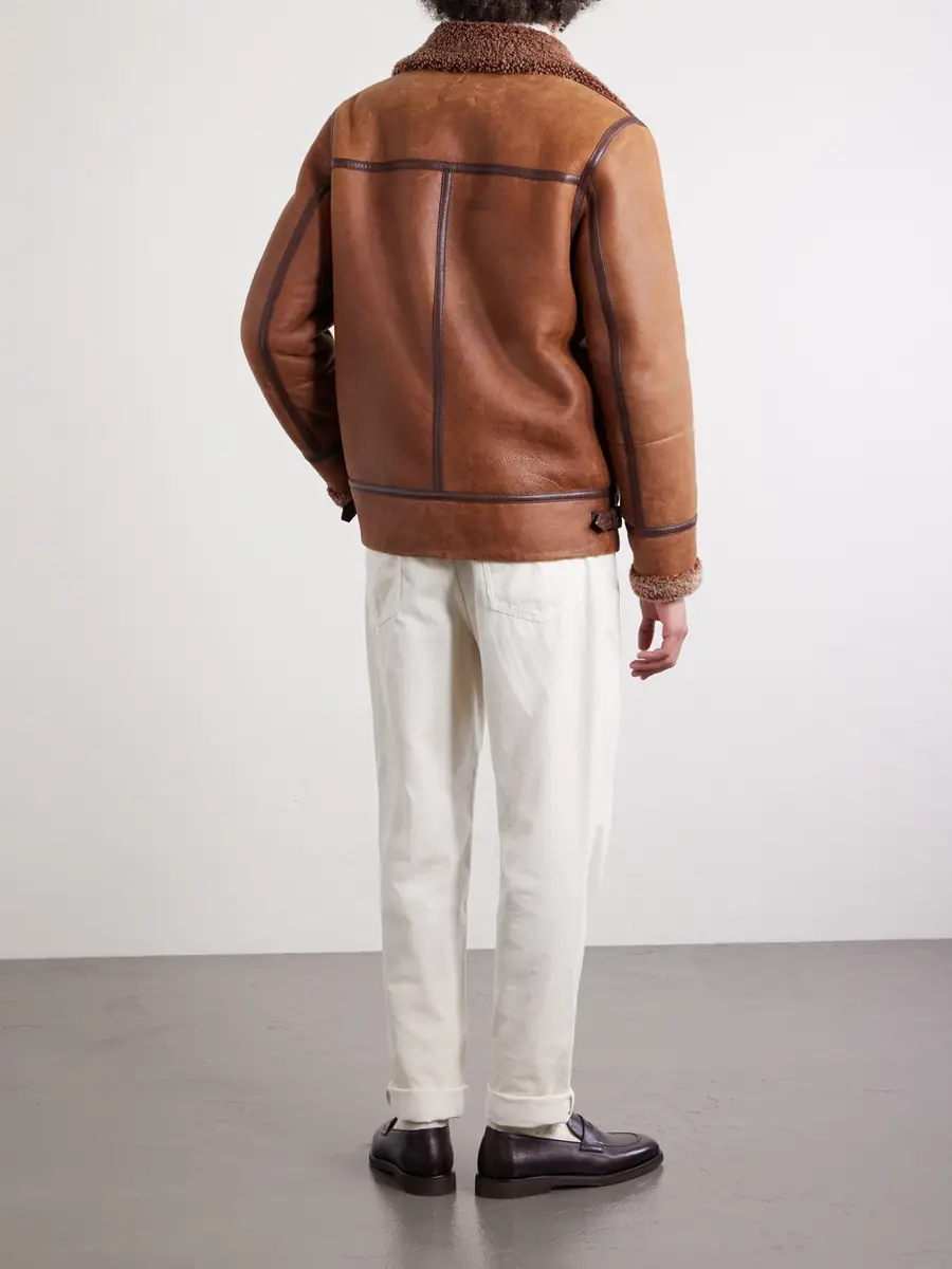 Brunello Cucinelli Leather and Shearling Jacket - Men | Thumbnail 4 Brunello Cucinelli Leather and Shearling Jacket - Men | Thumbnail 4