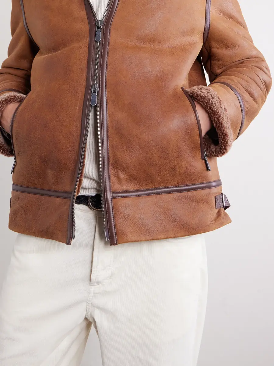 Brunello Cucinelli Leather and Shearling Jacket - Men | Thumbnail 5 Brunello Cucinelli Leather and Shearling Jacket - Men | Thumbnail 5