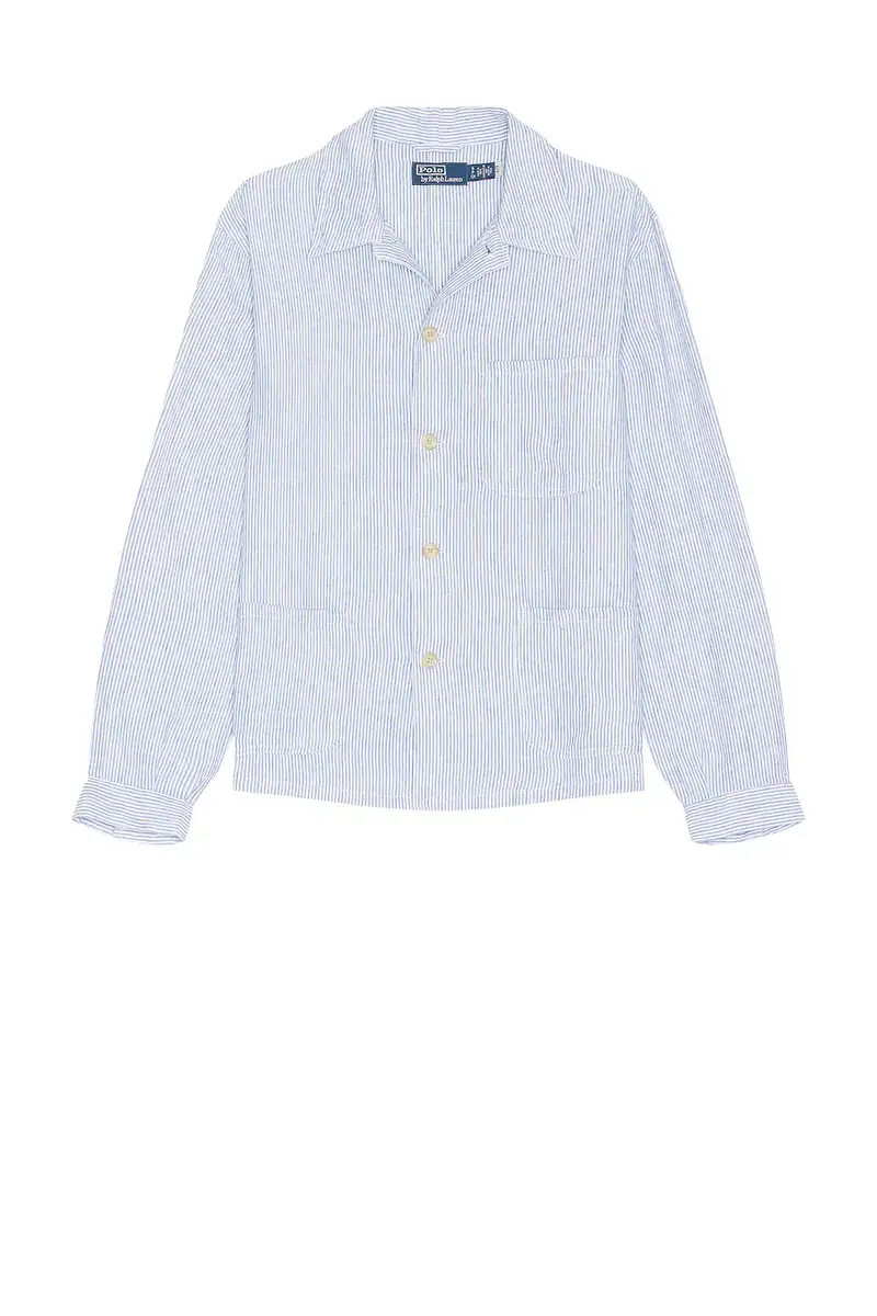 Polo Ralph Lauren Slubby Linen Striped Chore Overshirt | Thumbnail 4 Polo Ralph Lauren Slubby Linen Striped Chore Overshirt | Thumbnail 4