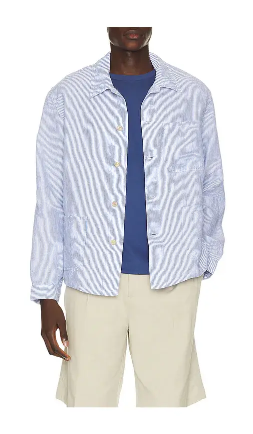 Polo Ralph Lauren Slubby Linen Striped Chore Overshirt | Thumbnail 6 Polo Ralph Lauren Slubby Linen Striped Chore Overshirt | Thumbnail 6