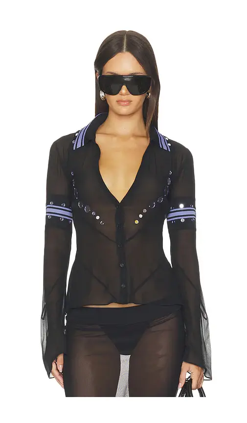 Off-White Geo Mirror Rib Color Block Shirt | Image 1 Off-White Geo Mirror Rib Color Block Shirt | Image 1