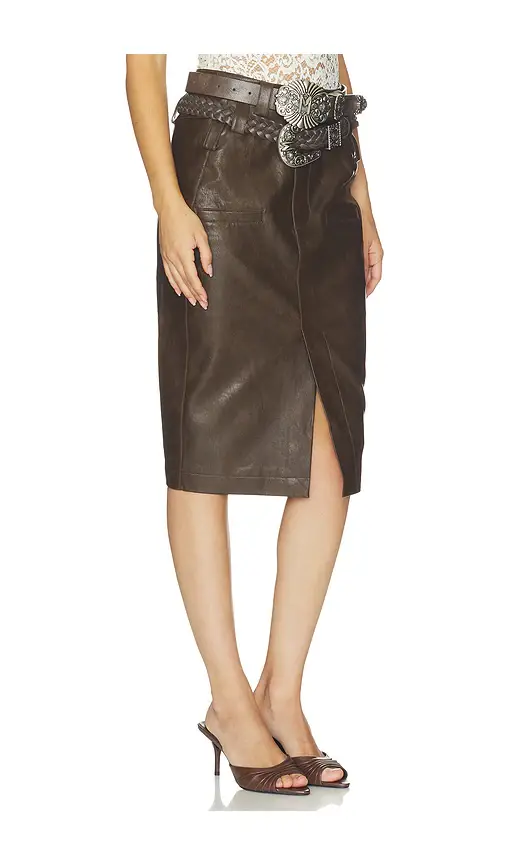 Markgong Faux Leather Pencil Skirt With Detachable Belts | Thumbnail 2 Markgong Faux Leather Pencil Skirt With Detachable Belts | Thumbnail 2