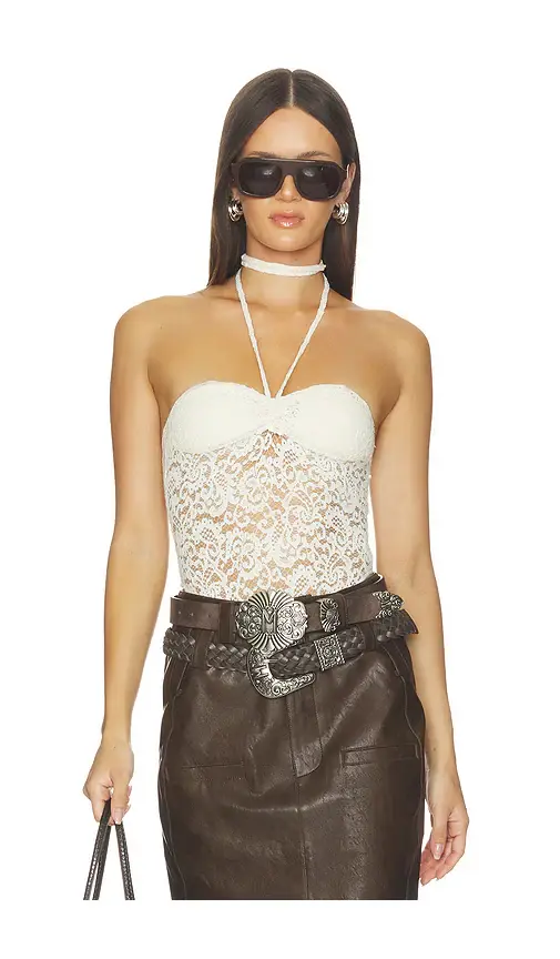 Markgong Lace Halter Neck Bodysuit | Image 1 Markgong Lace Halter Neck Bodysuit | Image 1