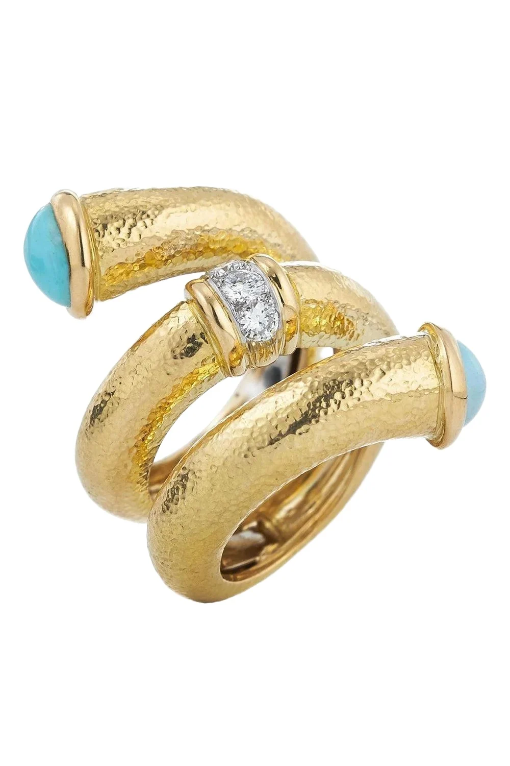 Turquoise Hammered Pipe Ring