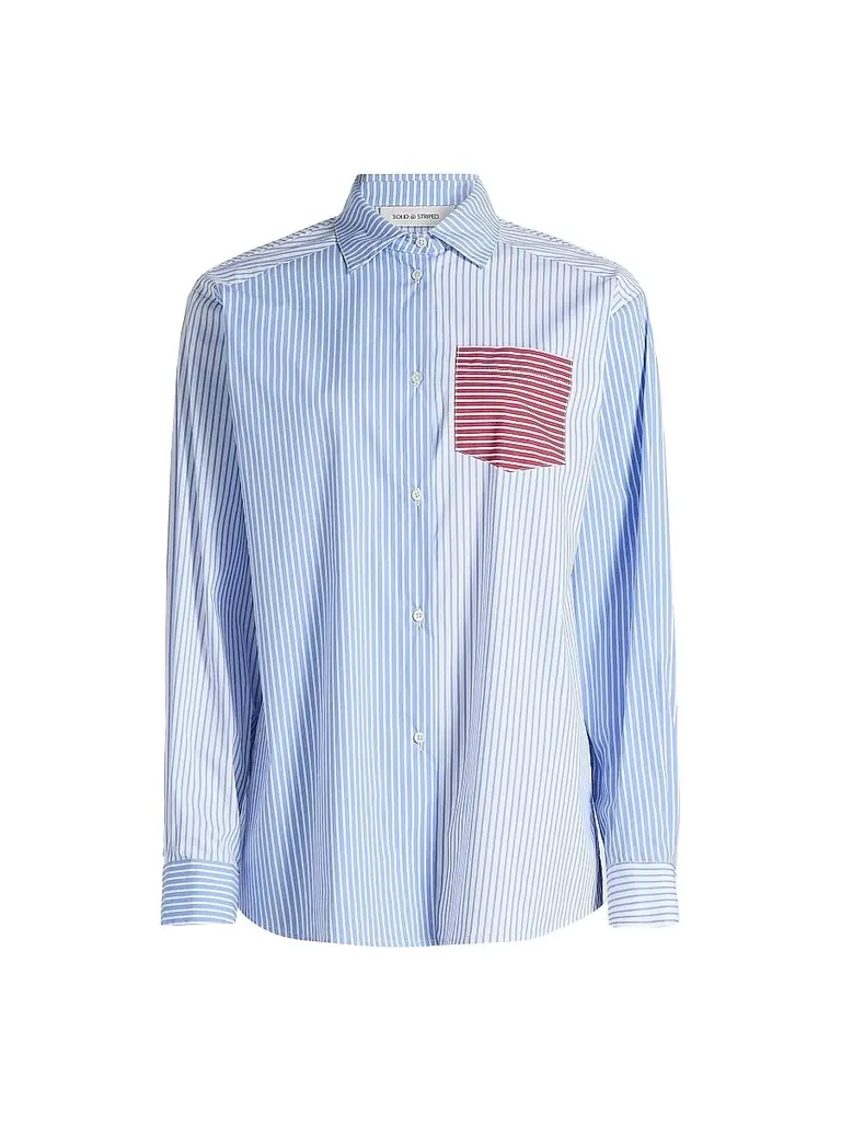 Solid & Striped Women's The Avril Stripe Button-Front Shirt - Colorblock Marina | Image 1 Solid & Striped Women's The Avril Stripe Button-Front Shirt - Colorblock Marina | Image 1