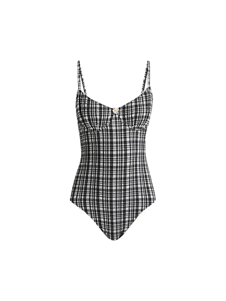 Solid & Striped Women's The Taylor Plaid Seersucker One-Piece Swimsuit - Noir - Size XS | Image 1 Solid & Striped Women's The Taylor Plaid Seersucker One-Piece Swimsuit - Noir - Size XS | Image 1