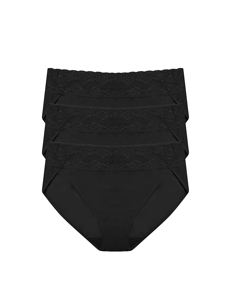 Natori Women's Bliss Perfection One Size French Cut Brief 3-Pack - Black | Image 1 Natori Women's Bliss Perfection One Size French Cut Brief 3-Pack - Black | Image 1