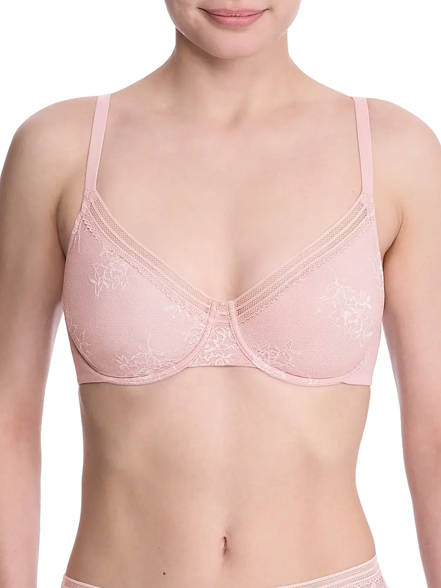 Natori Women's Love Lace Unlined Back Smoothing T-Shirt Bra - Pink Pearl - Size 34DDD | Image 1 Natori Women's Love Lace Unlined Back Smoothing T-Shirt Bra - Pink Pearl - Size 34DDD | Image 1