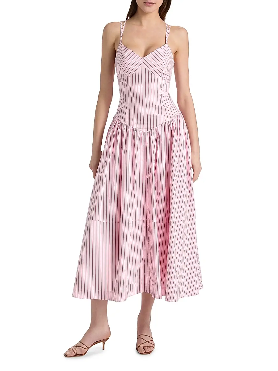 Cinq à Sept Women's Dagna Striped Cotton-Blend Midi-Dress | Thumbnail 3 Cinq à Sept Women's Dagna Striped Cotton-Blend Midi-Dress | Thumbnail 3