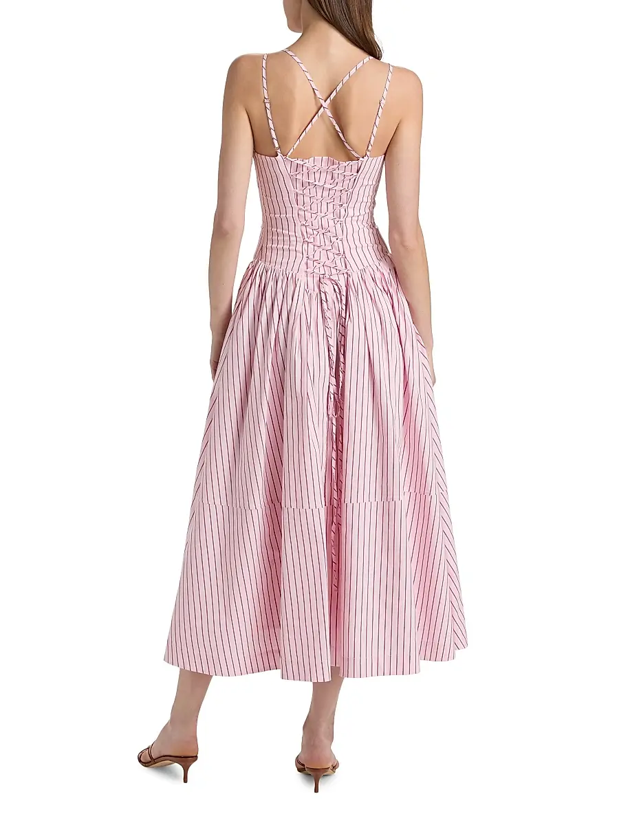 Cinq à Sept Women's Dagna Striped Cotton-Blend Midi-Dress | Thumbnail 5 Cinq à Sept Women's Dagna Striped Cotton-Blend Midi-Dress | Thumbnail 5