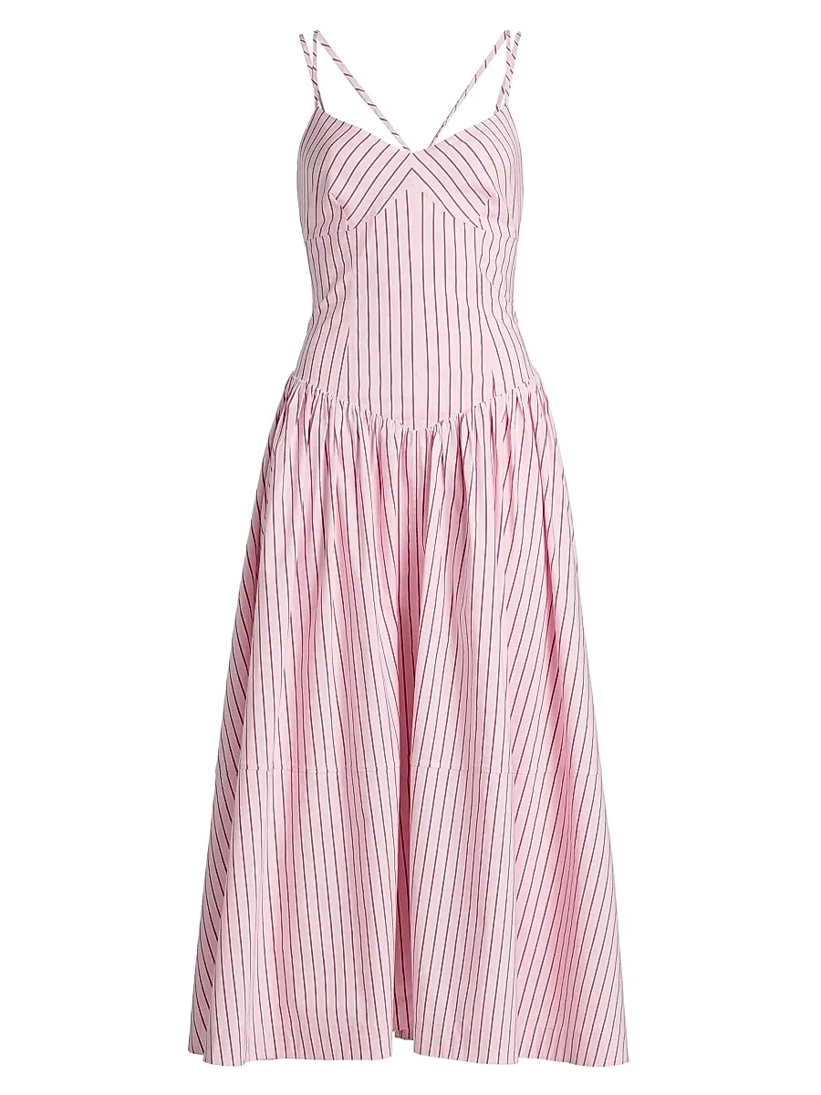 Cinq à Sept Women's Dagna Striped Cotton-Blend Midi-Dress - Cotton Candy Crimson Plum - Size 16 | Image 1 Cinq à Sept Women's Dagna Striped Cotton-Blend Midi-Dress - Cotton Candy Crimson Plum - Size 16 | Image 1