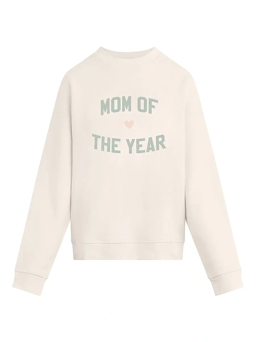 Favorite Daughter Women's The Mom of the Year Graphic Cotton-Blend Sweatshirt - Gardenia Light Sage | Image 1 Favorite Daughter Women's The Mom of the Year Graphic Cotton-Blend Sweatshirt - Gardenia Light Sage | Image 1